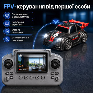 Машинка на радиоуправлении Visuo C6 Mini FPV 1:32 Black – мини RC автомобиль с HD камерой, экраном 2.4", интерактивными режимами Follow и Escape, 2.4 ГГц, до 25 минут, до 30 м. Photo 2